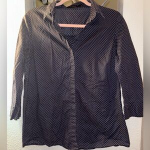 The Limited Navy and White Polka Dot Button Down Shirt